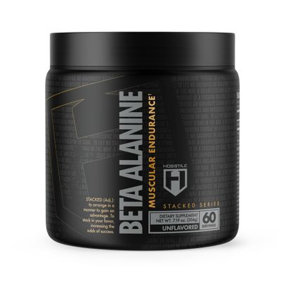 HOSSTILE Beta-Alanine, Beta Alanine Powder, Beta Alanine Pre Workout, Delays Muscular Fatigue, Increases Strength &amp; Performance, Unflavored, 60 Servings