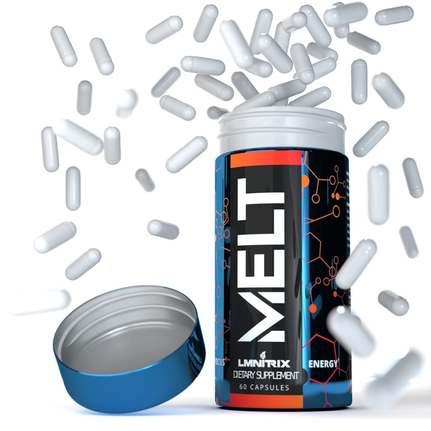 LMNITRIX MELT - Best Thermogenic Fat Burner for Men &amp; Women - Appetite Suppressant Pills for Fast Weight Loss - Energy Booster and Mental Focus Supplement - Diet Pills That Work - 60 caps