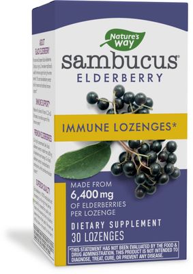 Nature&#39;s Way Sambucus Immune Elderberry Lozenges* with Vitamin C, Echinacea, &amp; Zinc, 30 Lozenges