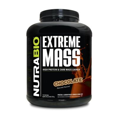 NutraBio Extreme Mass Gainer Protein Powder, 53G Protein, Clean Weight Gainer, Increase Muscle Mass, Full Spectrum Amino Acid - Chocolate, 6 Pound