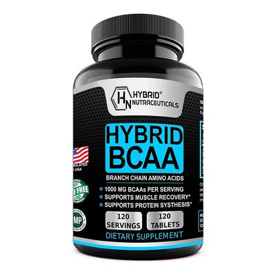 Hybrid BCAA 1000mg - BCAAs Amino Acids Supplements - 2:1:1 L-Leucine, L-Isoleucine and L-Valine - Non-GMO, Vegan - 120 Servings