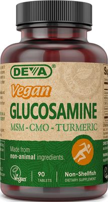 DEVA Vegan Glucosamine MSM &amp; CMO, CMO, Turmeric Extract, Boswellia Extract with Non Animal Ingredients, 90 Tablets