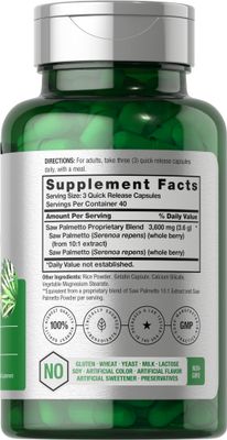 Horbach Saw Palmetto Extract | 120 Capsules | Non-GMO and Gluten Free Formula | from Saw Palmetto Berries