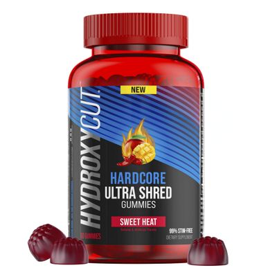 Hydroxycut Hardcore Ultra Shred Gummies, Sweet Heat - 99% Stimulant Free - Includes Capsaicin &amp; B Vitamins - for Women &amp; Men