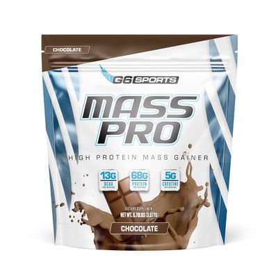 G6 Sports Nutrition Mass Pro High Protein Mass Gainer (64g Protein, Avocado Powder, Coconut Oil Powder, MCT Oil Powder) - 7lb Bag - Chocolate
