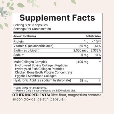 Micro Ingredients Multi Collagen Pills for Women & Men, 240 Capsules | Type I, II, III, V, X - Hydrolyzed Collagen Peptides with Biotin, Hyaluronic Acid & Vitamin C | Hair, Skin, Nail & Joint Support