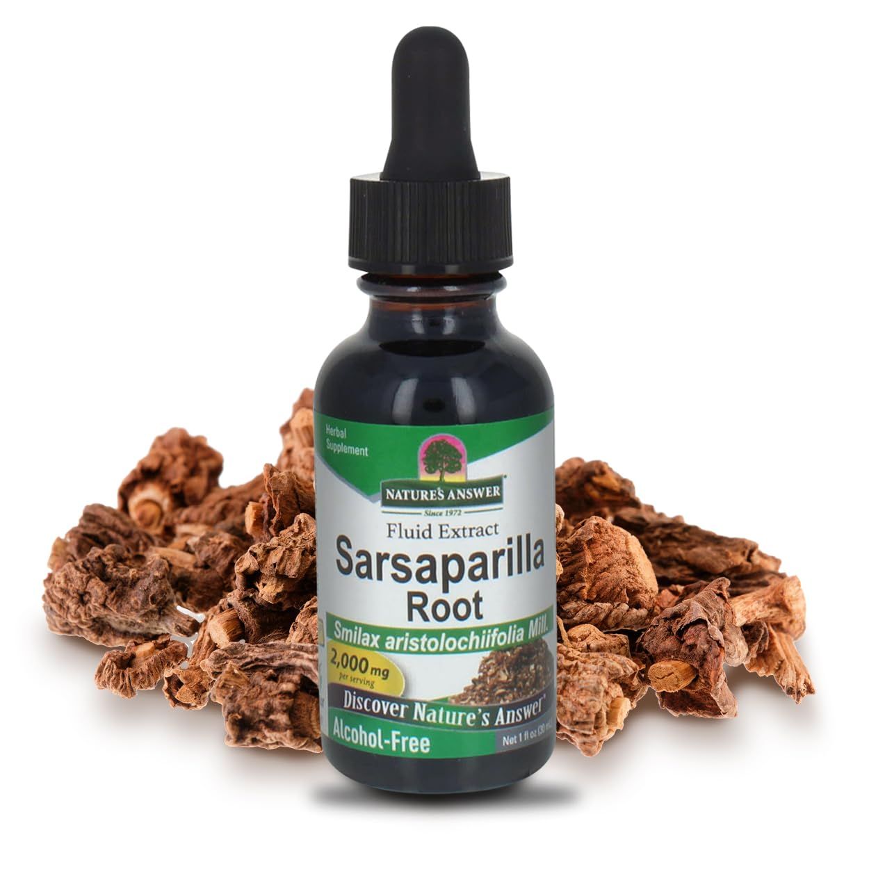 Nature&#39;s Answer Sarsaparilla Root Organic 1 Ounce Extract - Supports Liver Function, Detoxification, Cleanse Support - Parasite Cleanse - Alcohol Free, Gluten Free, Kosher, Made in USA