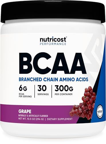 Nutricost BCAA Powder (Grape, 30 Servings) - Optimal 2:1:1 Ratio, Vegetarian, Non-GMO