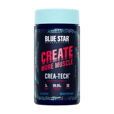 Blue Star Nutraceuticals CREA-TECH - Creapure Creatine Monohydrate - w/Electrolytes. Creatine + Electrolytes Capsules - Build Muscle and Increase Strength | 30 Day Supply - 120 Veggie Capsules