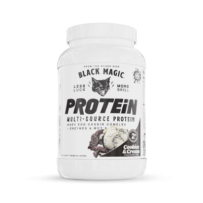 Magician Black Magic Multi-Source Protein - Whey, Egg, Casein Complex with Enzymes &amp; MCT&#39;s Keto, Low Sugar Pre/Post Workout Cookies and Cream Flavor 24g 2 LB, 1.92 Pound (Pack of 1)