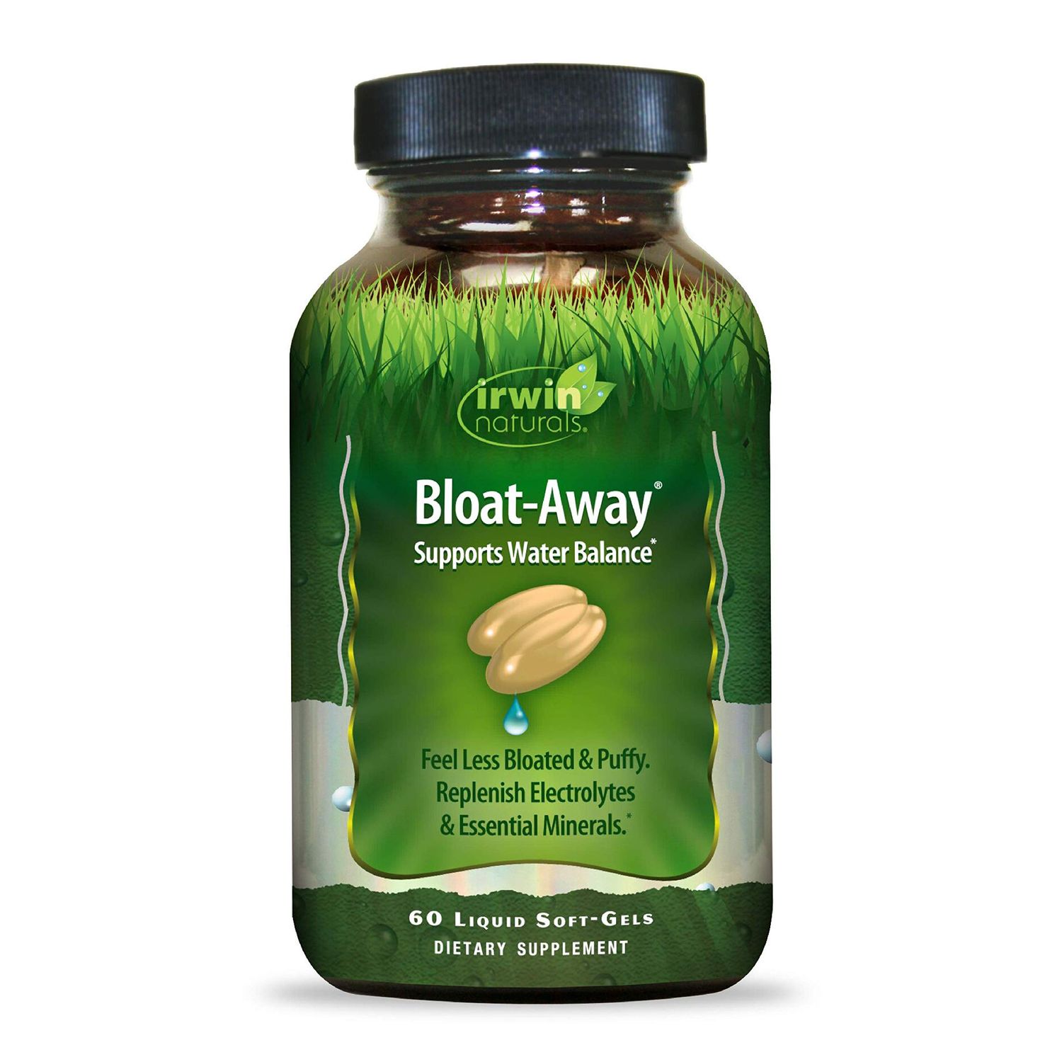 Irwin Naturals Bloat-Away - Water Balance Support - Replenish Electrolytes &amp; Essential Minerals - 60 Liquid Soft-Gels