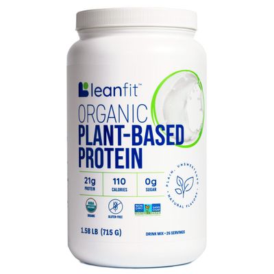 LeanFit Organic Plant-Based Protein, Unflavored, 21g Vegan Protein, 26 Servings, 1.58 Pound (715g) Tub, Low Calorie, Soy-Free, Gluten-Free, Lactose Free, Sugar-Free, Non-GMO LeanFit Organic Plant-Based Protein, Unflavored, 21g Vegan Protein, 26 Servings, 1.58 Pound (715g) Tub, Low Calorie, Soy-Free, Gluten-Free, Lactose Free, Sugar-Free, Non-GMO