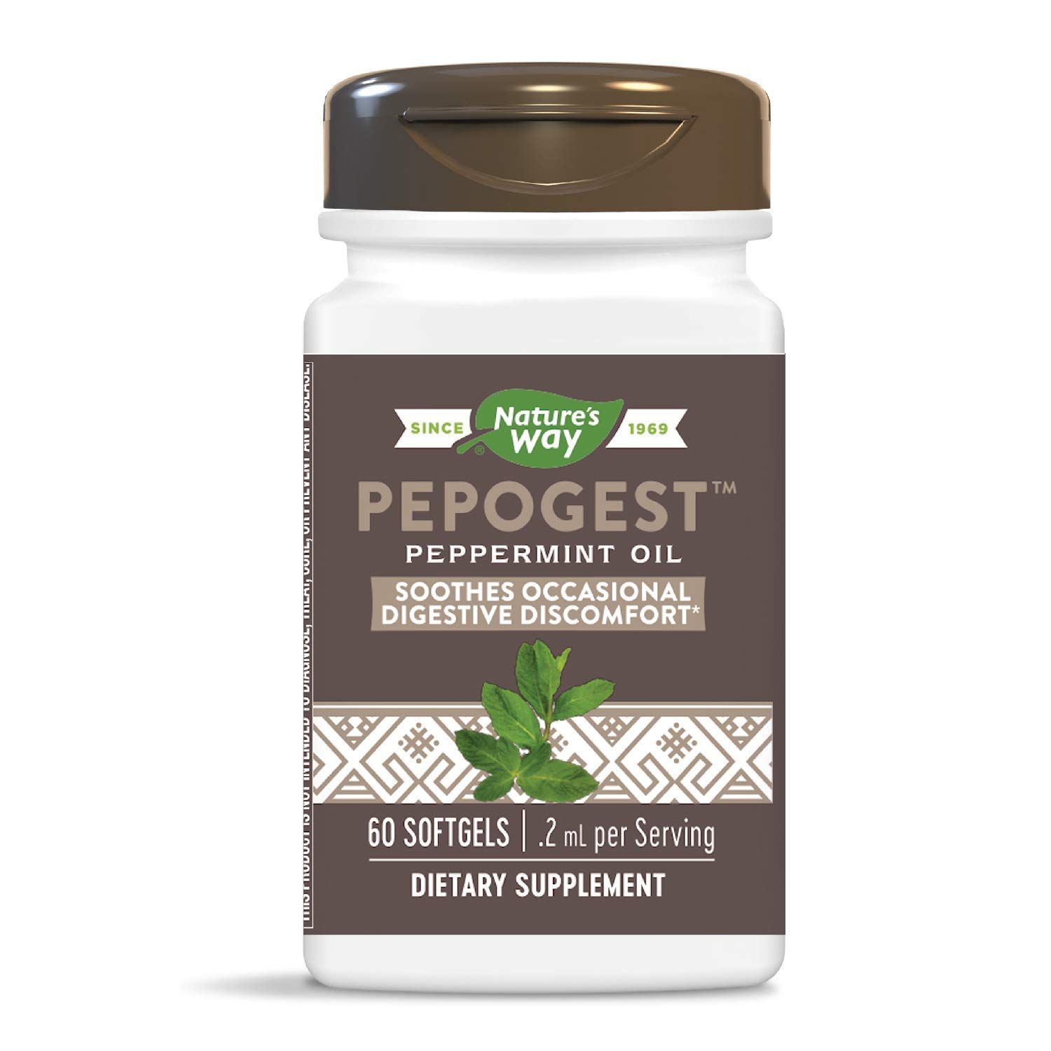 Nature&#39;s Way Pepogest Peppermint Oil, Soothes Occasional Gastrointestinal Discomfort*, Enteric Coating, 60 Softgels (Packaging May Vary)