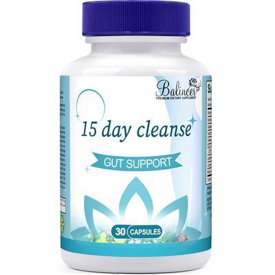 15 Day Cleanse, Gut and Colon Support, Advanced 15 Day Gut Cleanse Detox for Women &amp; Men with Senna, Cascara Sagrada &amp; Psyllium Husk, Non-GMO, 30 Capsules