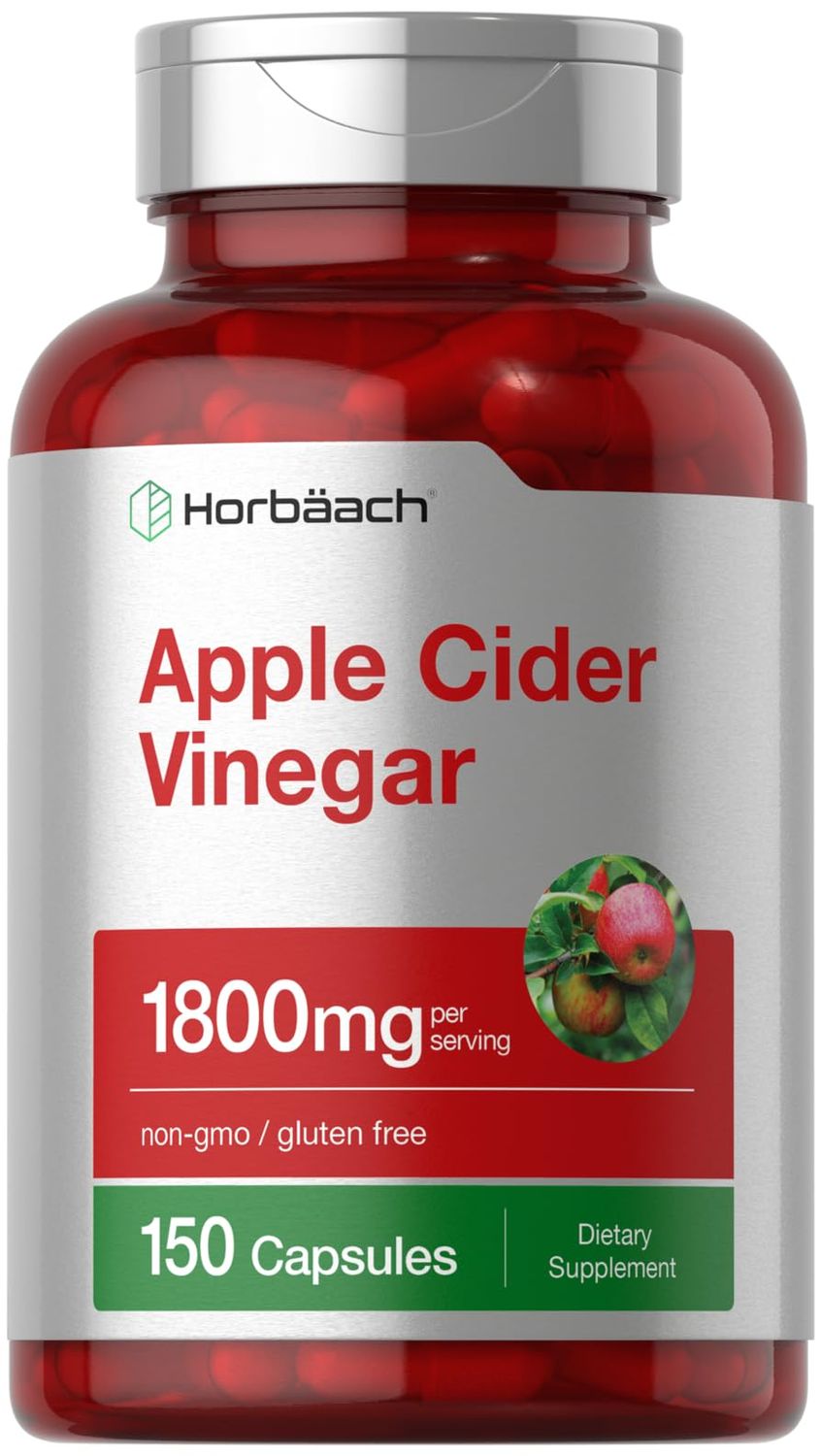 Horbach Apple Cider Vinegar Capsules | 1800mg | 150 Pills | Non-GMO, Gluten Free Supplement