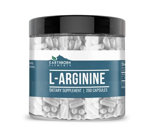 Earthborn Elements L-Arginine Pure &amp; Undiluted, No Additives (200 Capsules)