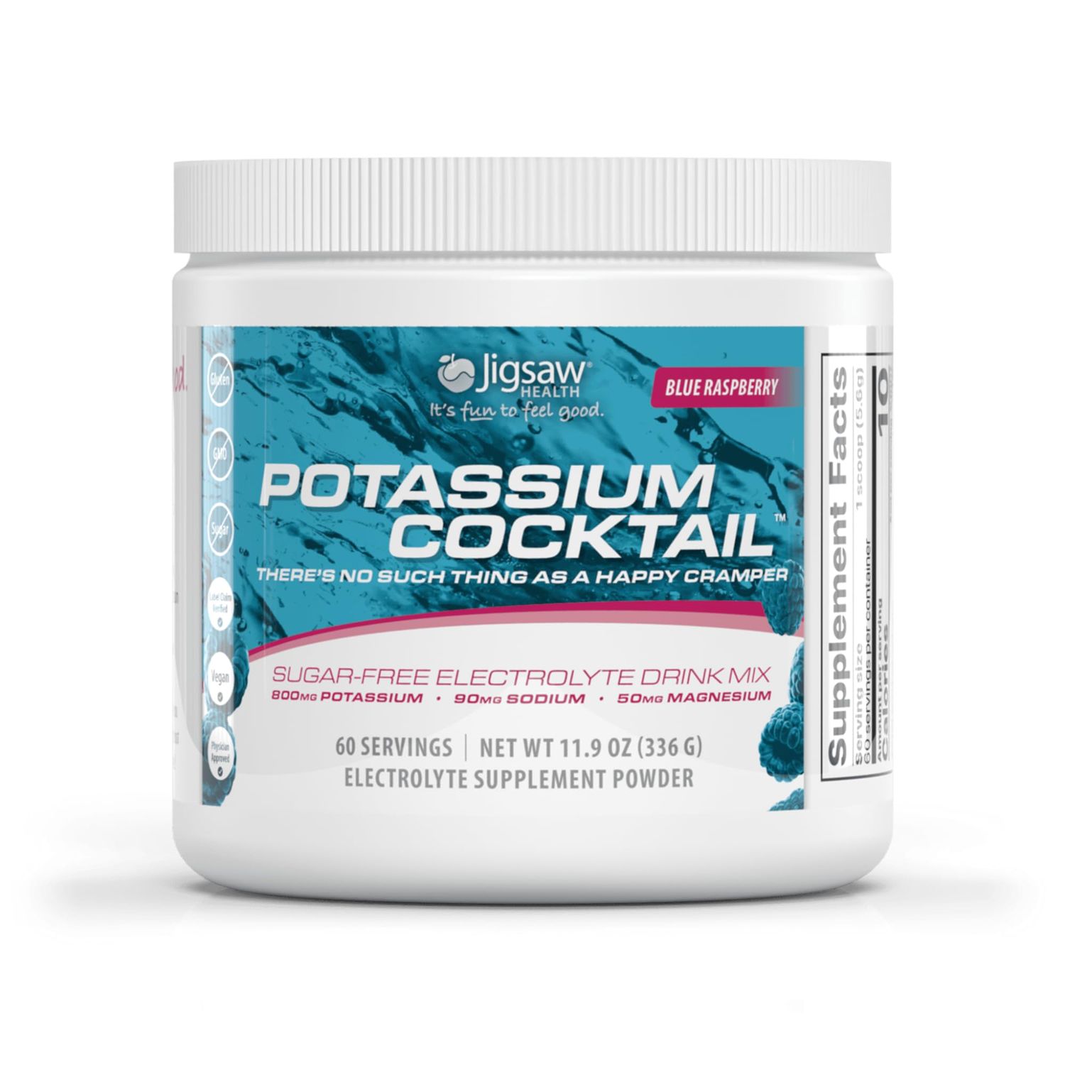 Jigsaw Health Potassium Cocktail Formerly Pickleball Cocktail | Blue Raspberry, 60 Serving Jars