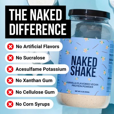 Naked Shake - Vanilla Protein Powder - Plant Based Protein Shake with Mct Oil, Gluten-Free, Soy-Free, No Gmos Or Artificial Sweeteners - 30 Servings