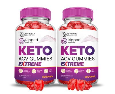 (2 Pack) Ripped Results Keto ACV Gummies Extreme 2000MG Ripped Results Keto Gummies Apple Cider Vinegar Formulated with Pomegranate Beet Juice Powder B12 Vegan Non GMO 120 Gummys