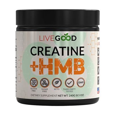LIVEGOOD Creatine Plus HMB Supplement, 3g HMB for Muscle Strength &amp; Recovery, 8.5oz.