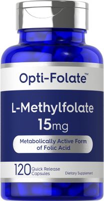 Carlyle L Methylfolate 15mg | 120 Capsules | Value Size | Max Potency | Optimized and Activated | Non-GMO, Gluten Free | Methyl Folate, 5-MTHF | by Opti-Folate