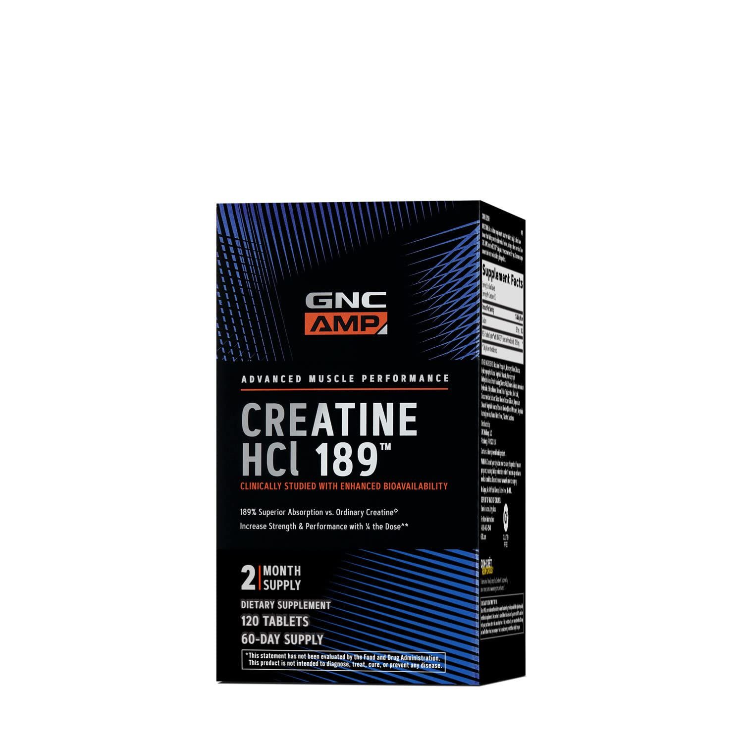 GNC AMP Creatine HCl Pills | Muscle Builder, Energy Production, Performance Recovery Supplement | Fast Absorbing, Gluten Free Formula| 120 Count