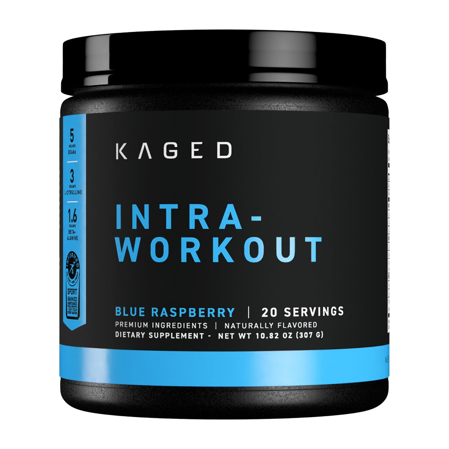 Kaged Intra Workout BCAA Powder | Blue Raspberry | In-KAGED | Intra Workout Carbs | Energy Drink for Weights &amp; Cardio | Amino Acids to Boost Protein Synthesis | 20 Servings