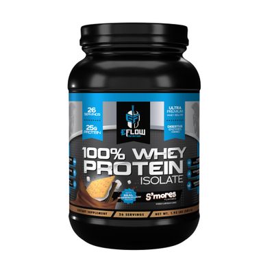 eFlow Nutrition 100% Whey Protein Isolate - Gluten &amp; Lactose-Free Digestive Enzymes Added, Low Carb, Post Workout Shake, Fast Digesting for Optimal Muscle Recovery - S&#39;Mores (26 Servings)
