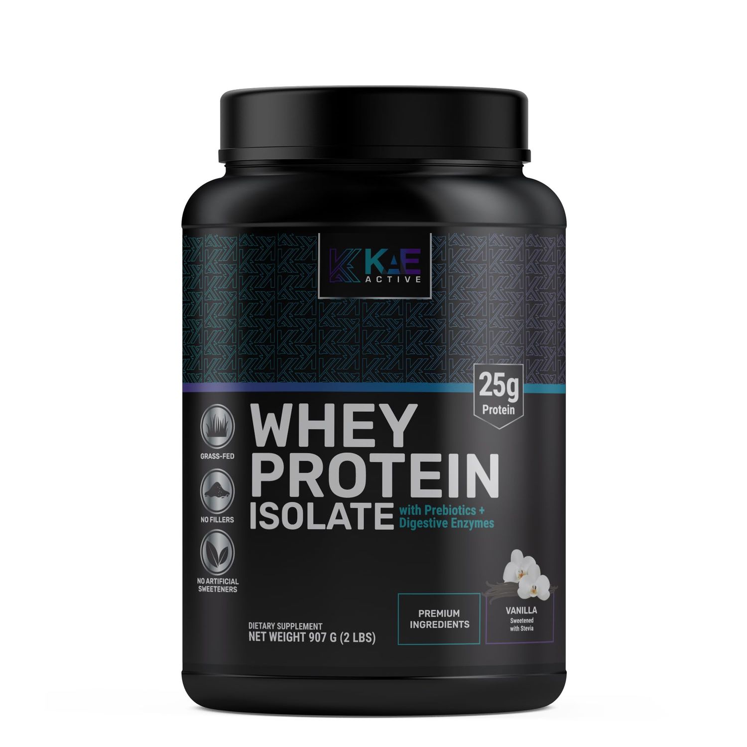 KAE Active Easily Digestible Vanilla Grass-Fed Whey Protein Isolate Supplement Powder