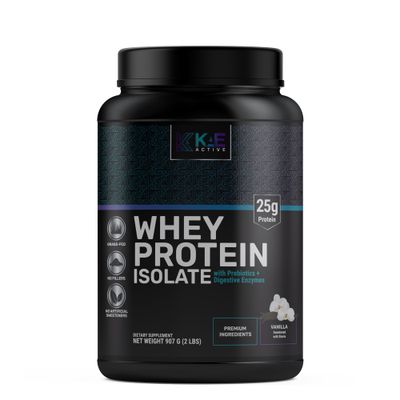KAE Active Easily Digestible Vanilla Grass-Fed Whey Protein Isolate Supplement Powder
