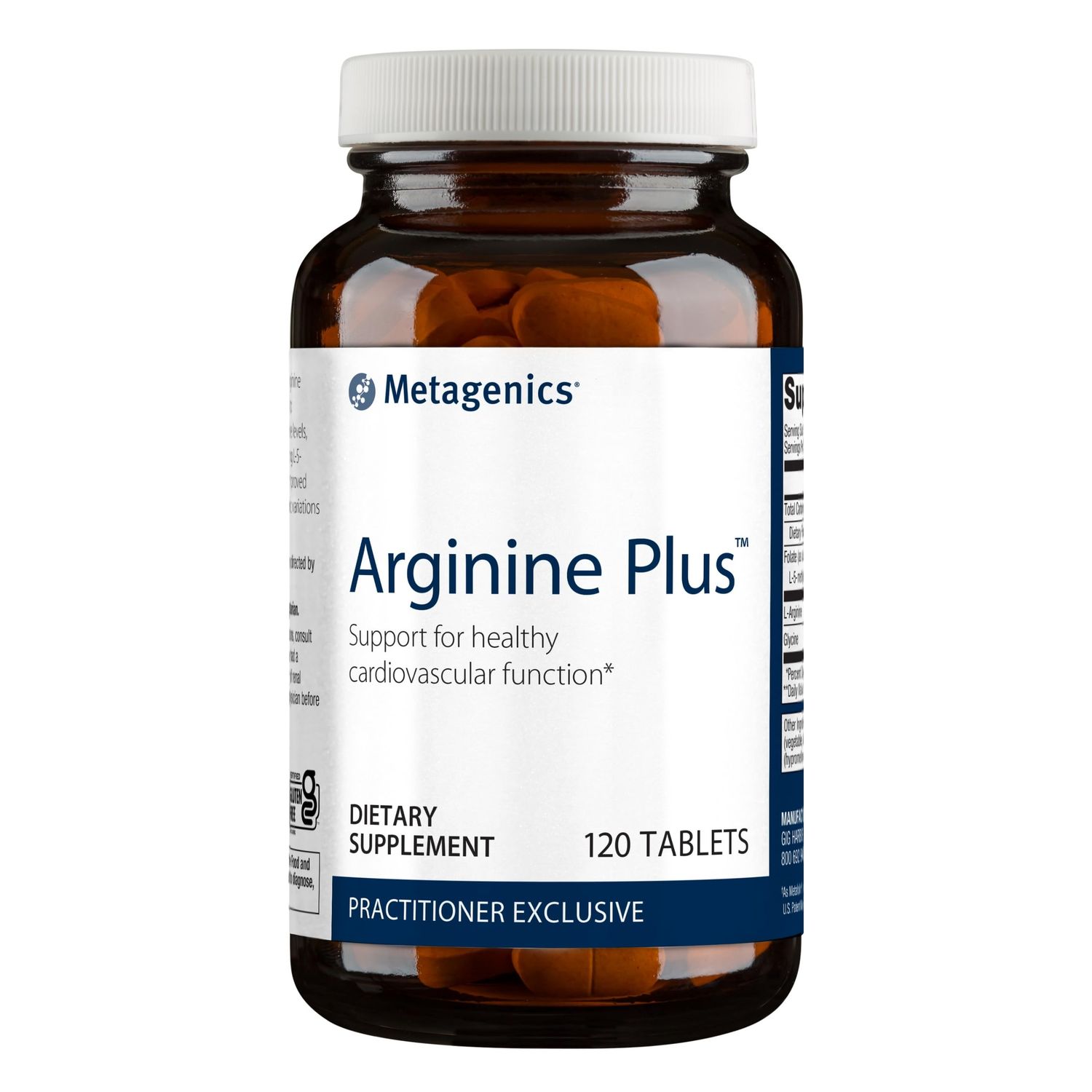 Metagenics Arginine Plus - 1.5 g L-Arginine - Supports Blood Flow &amp; Heart Health* - 665 mcg DFE Folate (as Calcium L-5-Methyltetrahydrofolate) - Non-GMO, Vegetarian &amp; Gluten-Free - 120 Count