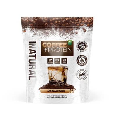 About Time Coffee + Whey Protein (Non-GMO, All Natural, Lactose/Gluten Free, 16g of Protein Per Serving) - 1.03lb Jar, Coffee Mochaccino