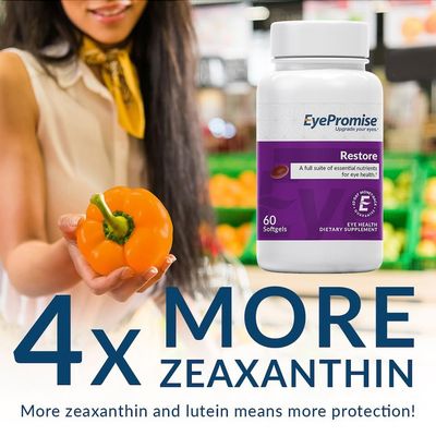 EyePromise Restore Supplement - 60 Softgel Capsules Containing Lutein, Vitamin C, Vitamin D, Vitamin E, Omega-3 Fish Oil, and Zeaxanthin - A Patented Complete Eye Health Formula