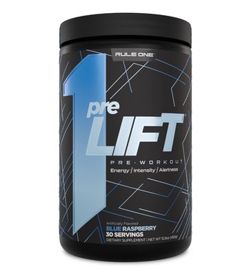 Rule 1 preLIFT Pre-Workout, 6g Citrulline, 3.2g Beta Alanine, 3 Caffeine Sources + 20 Others for Energy, Alertness, &amp; Endurance (30 Servings, Blue Raspberry)