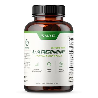 Snap L Arginine Capsules - Blood Circulation Supplements with Nitrosigine &amp; L Citrulline for Natural Energy, Increase Blood Flow &amp; Muscle Growth, Herbs for Cardio Health (60 Capsules)