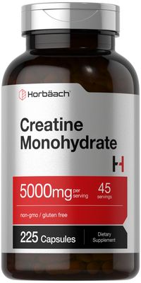 Horbach Creatine Monohydrate | 5g | 225 Capsules | Non-GMO, Gluten Free Supplement