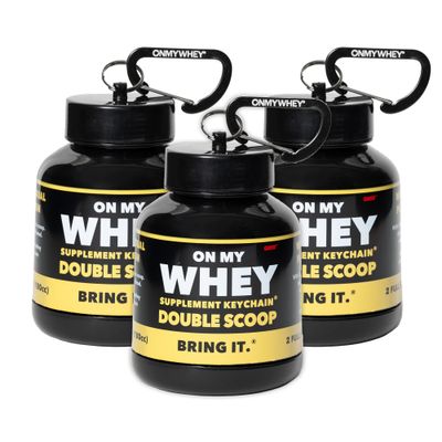 ONMYWHEY Protein Powder Container to Go - Travel Water Bottle Funnel for Mixes, Portable Pre Workout Supplement Containers &amp; Dispenser Funnels, Mini Preworkout Supplements Holder Keychain Bottles