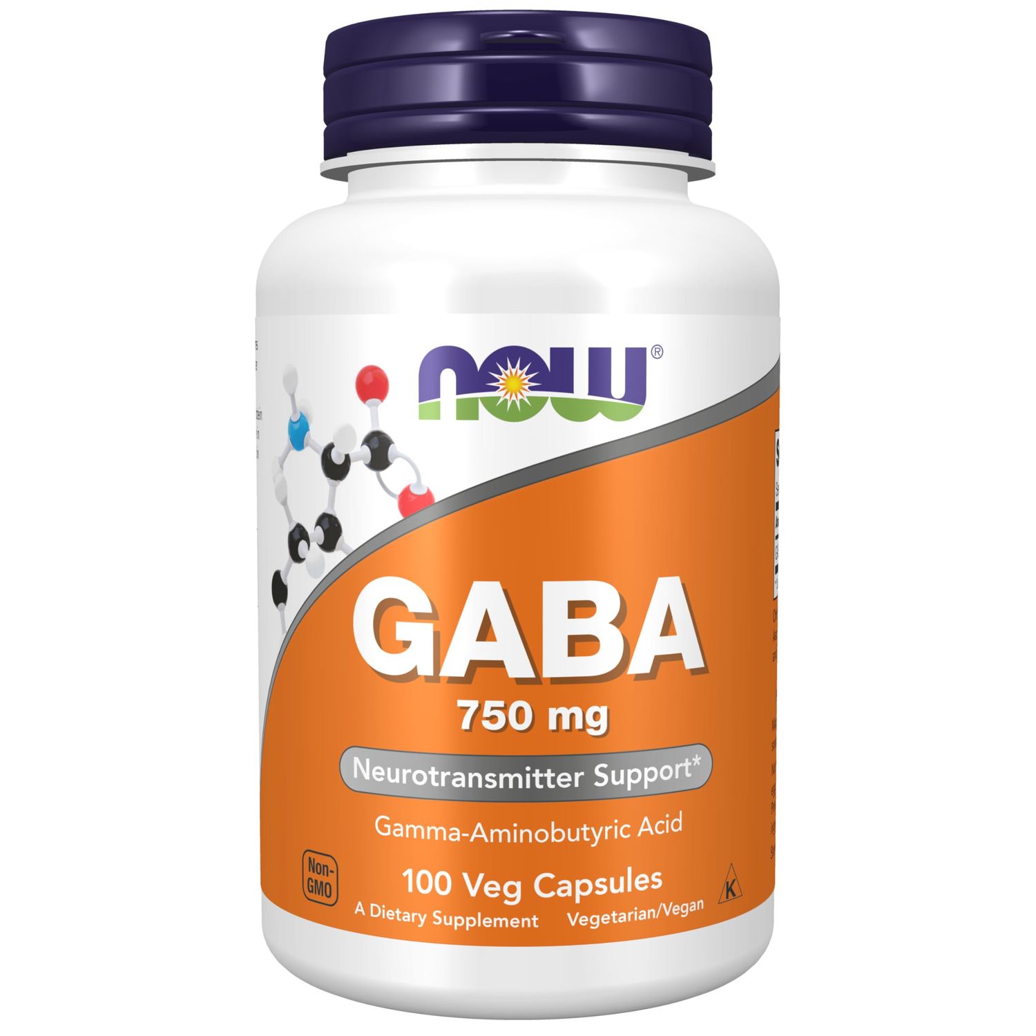 NOW Foods Supplements, GABA (Gamma-Aminobutyric Acid) 750mg, Neurotransmitter Support*, 100 Veg Capsules