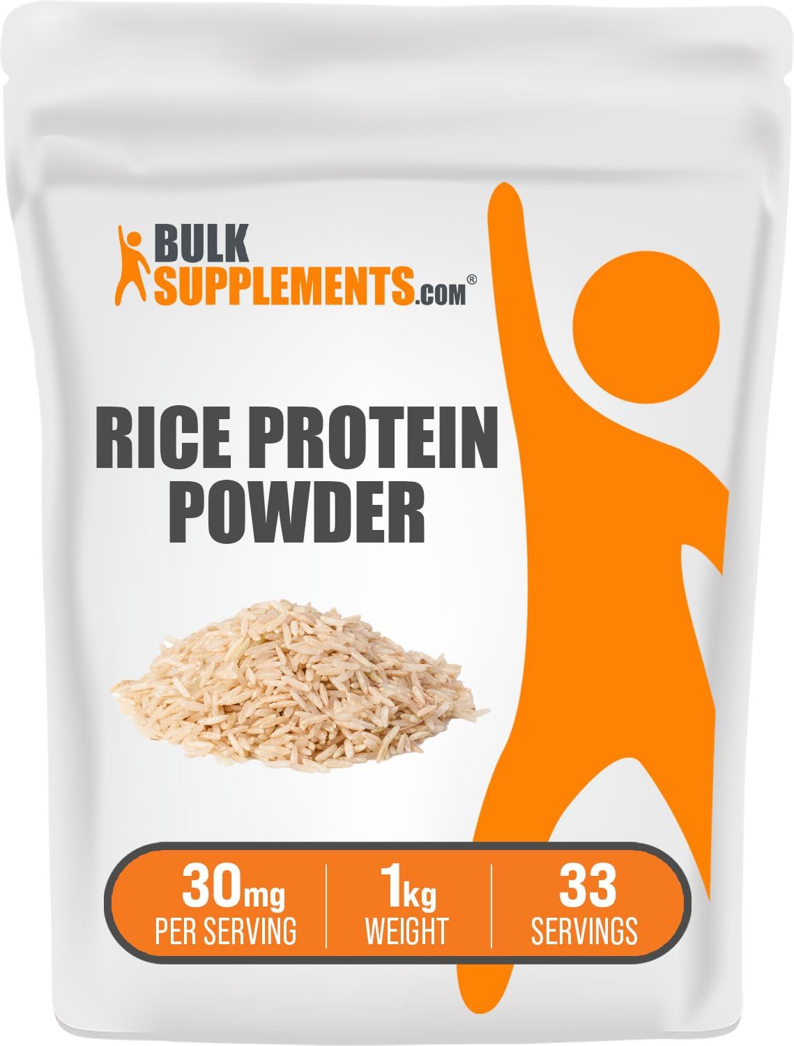 BulkSupplements.com Organic Rice Protein Powder - Unflavored Protein Powder, Plant Protein Powder - Vegan, Dairy Free &amp; Gluten Free, 30g per Serving, 1kg (2.2 lbs) (Pack of 1)