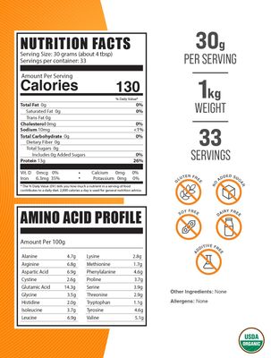 BulkSupplements.com Organic Rice Protein Powder - Unflavored Protein Powder, Plant Protein Powder - Vegan, Dairy Free &amp; Gluten Free, 30g per Serving, 1kg (2.2 lbs) (Pack of 1)