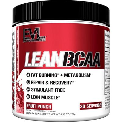 Evlution Stimulant Free Lean BCAA Powder Nutrition BCAAs Amino Acids Powder with CLA Carnitine and 2:1:1 Branched Chain Amino Acids Supports Muscle Recovery Fat Burn and Metabolism - Fruit Punch