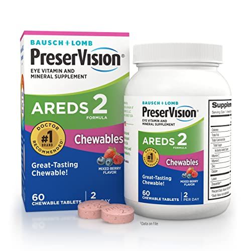 PreserVision AREDS 2 Eye Vitamin &amp; Mineral Supplement, Contains Lutein, Vitamin C, Zeaxanthin, Zinc, Copper &amp; Vitamin E, 60 Chewable (Packaging May Vary)