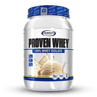 Gaspari Nutrition Proven Whey, 100% Hydrolyzed Whey Isolate, High Protein, Lactose Free, Low Carbohydrate and Low Sugar (Vanilla Ice Cream, 2 Pound (Pack of 1)