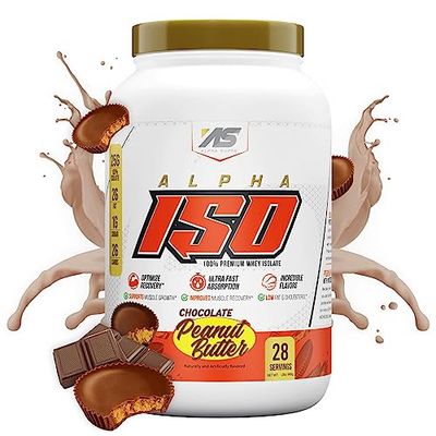 Alpha Supps ISO, Low Carb 100% Whey Protein Isolate Powder, 25 Grams Per Serving, Helps Support Muscle Growth, Low Sugar and Gluten Free (Chocolate Peanut Butter, 2 lb)