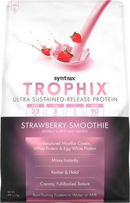 Syntrax Nutrition Trophix Protein Powder, Ultra Sustained-Release Protein Blend, Strawberry Smoothie, 5 lbs