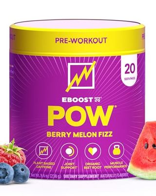 EBOOST POW Natural Pre Workout Powder - 20 Servings - Berry Melon Fizz - Pre Workout Supplement for Performance, Joint Mobility Support, Energy, Focus - Men &amp; Women - Non-GMO, Gluten-Free, No Creatine