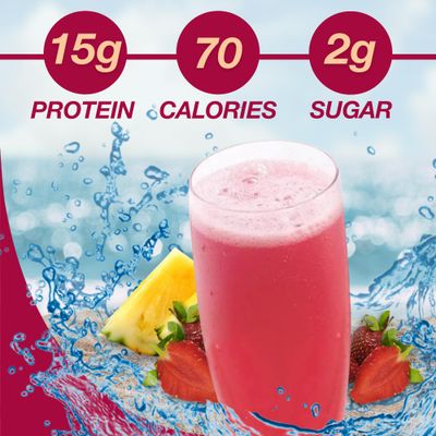 ProtiDIET Tropical Fruits flavored Concentrated High Protein Drink, Fat Free, Low Sugar, Low Sodium Nutritional Drinks to Support an Active Lifestyle - 7 Powder Pouches Per Box