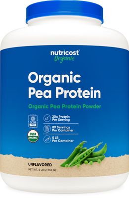 Nutricost Organic Pea Protein Isolate Powder (5LBS) - Unflavored, Certified USDA Organic, Protein from Plants, Vegetarian Friendly, Gluten Free, Non-GMO