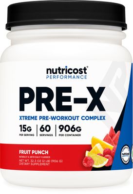 Nutricost Pre-X Xtreme Pre-Workout Complex Powder, Fruit Punch, 60 Servings, Vegetarian, Non-GMO and Gluten Free