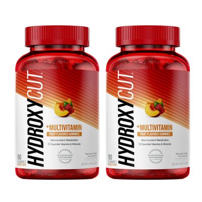 Hydroxycut Gummies (Pack of 2) - 99% Caffeine Free - Metabolize Carbs, Proteins &amp; Fats - Includes 15 Essential Vitamins &amp; Minerals - for Women &amp; Men